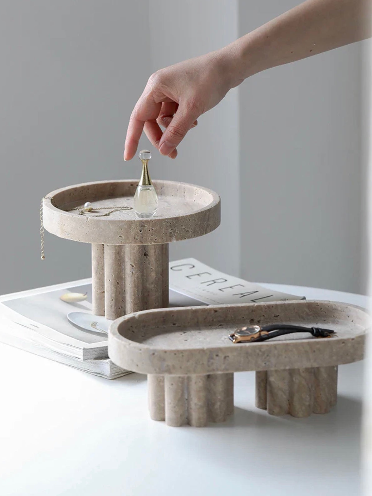 Travertine Column Display Tray