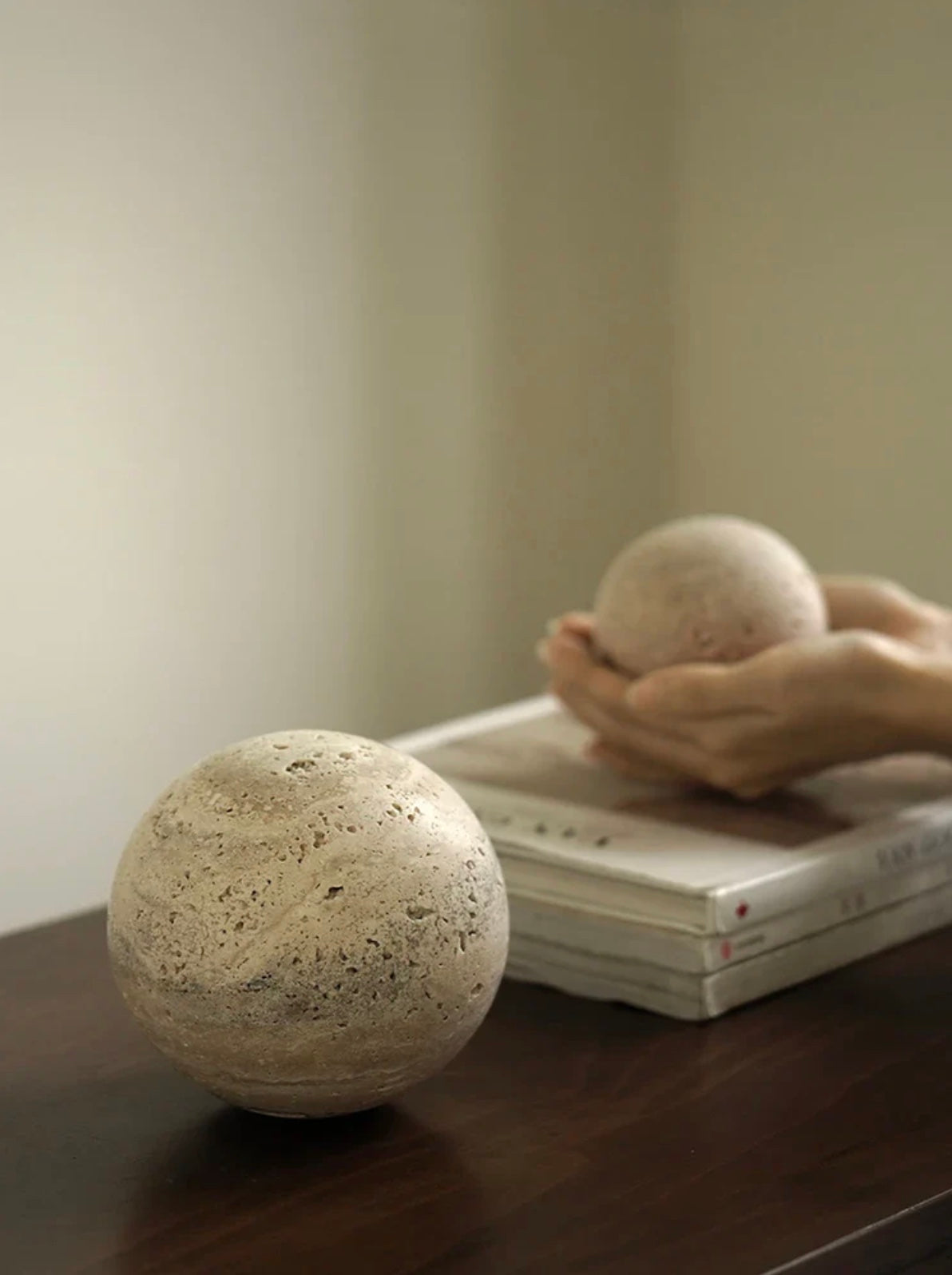 Travertine Sphere Sculpture