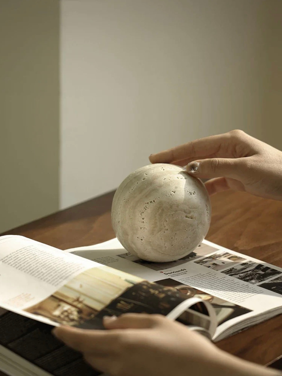 Travertine Sphere Sculpture
