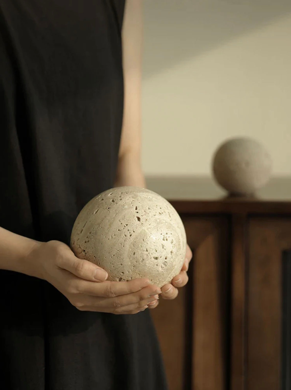 Travertine Sphere Sculpture